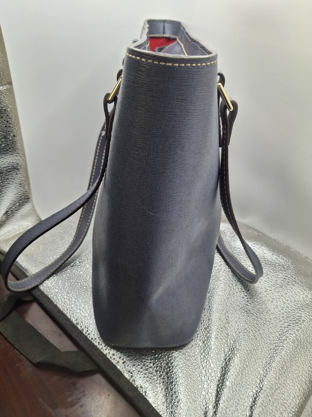 Dooney & Bourke Navy Saffiano Tote Bag Shoulder Bag Small Lexington - Picture 6 of 13